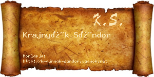 Krajnyák Sándor névjegykártya